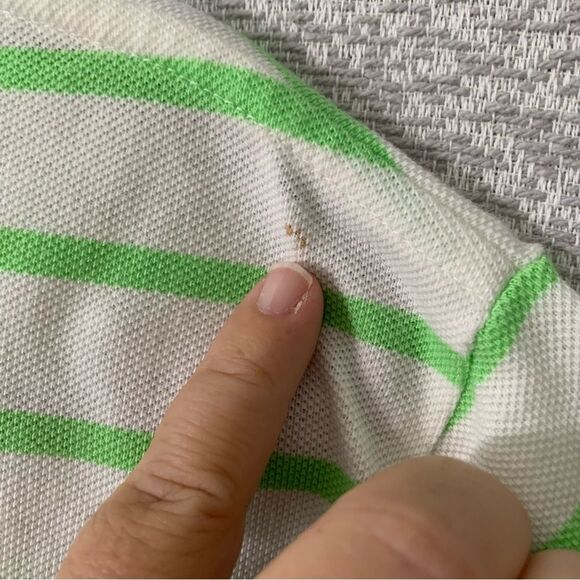 POLO by RALPH LAUREN Men's Short Sleeve Green & White Stripe Polo Shirt Med #970 - Picture 6 of 9